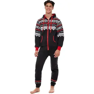 Adult Onesie One-Piece Pajama Jumpsuits Long Sleeve Playsuit with Hood, Non Footed Pajama for Men & WomenGift