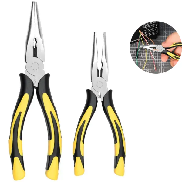2 Pack Premium Long Needle Nose Pliers Set 6''&8'', High Carbon Steel Precision Long Nose Cutting Pliers with Wire Cutter & Soft Anti-Slip Grip, Multi Tool for Fishing, Jewelry Making, Crafts & Household Repair