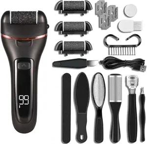 13-in-1 Professional Callus Remover and Pedicure Kit – Electric Foot Scrubber with 3 Rollers, 2 Speed Settings, and Battery Display for Hard, Cracked, Dry Skin