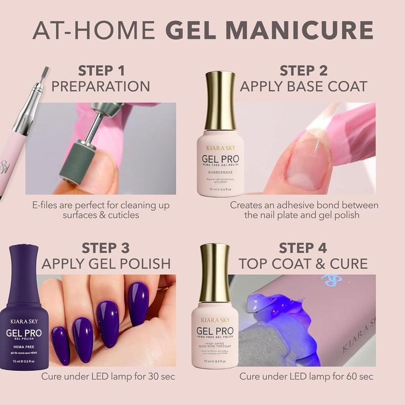 KIARA SKY Gel Pro HEMA-FREE Gel Polish Collection, 0.5 Fl Oz in each Bottle, 150 Colors