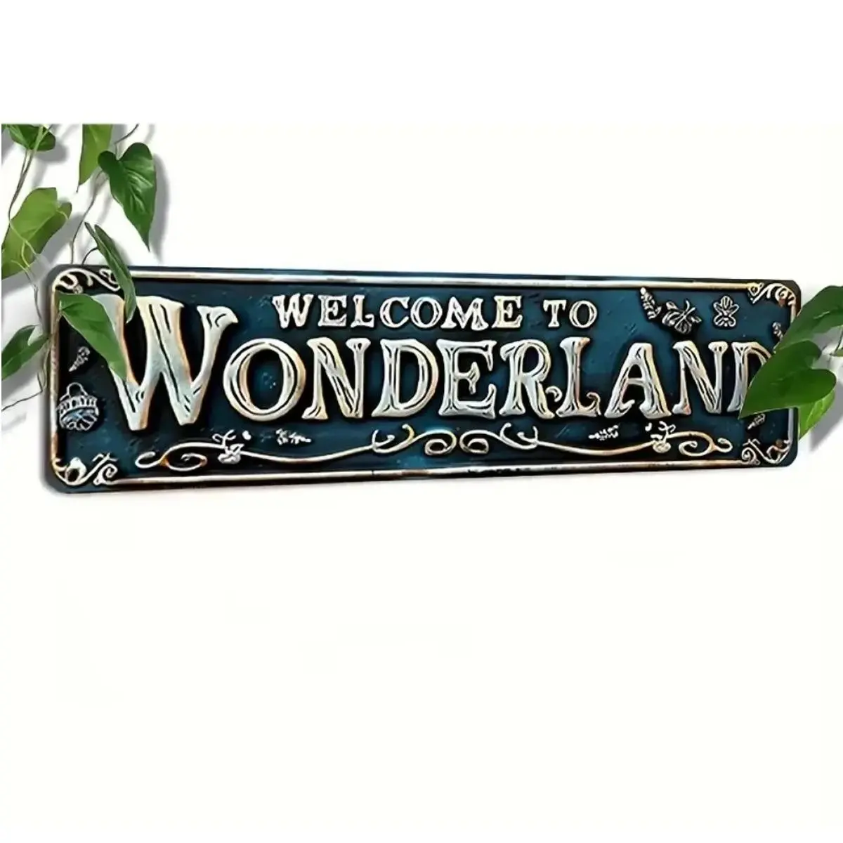 Welcome To Wonderland Letter Pattern Vintage Sign, Exquisite Decorative Plaque, Wall Hanging Decor for Home Garden Cafe & Bar, Porch Welcome Sign, Home Decor Products