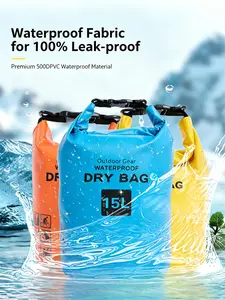 Waterproof Bucket Drawstring Gym Bag, Convertible Single-Shoulder/Double-Shoulder Storage Bag for Outdoor Swimming, Rafting & Beach Activities