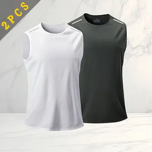 2 pack sleeveless sports top, trendy athletic style made with skin-friendly breathable material, perfect for gym workouts or outdoor jogs, great value