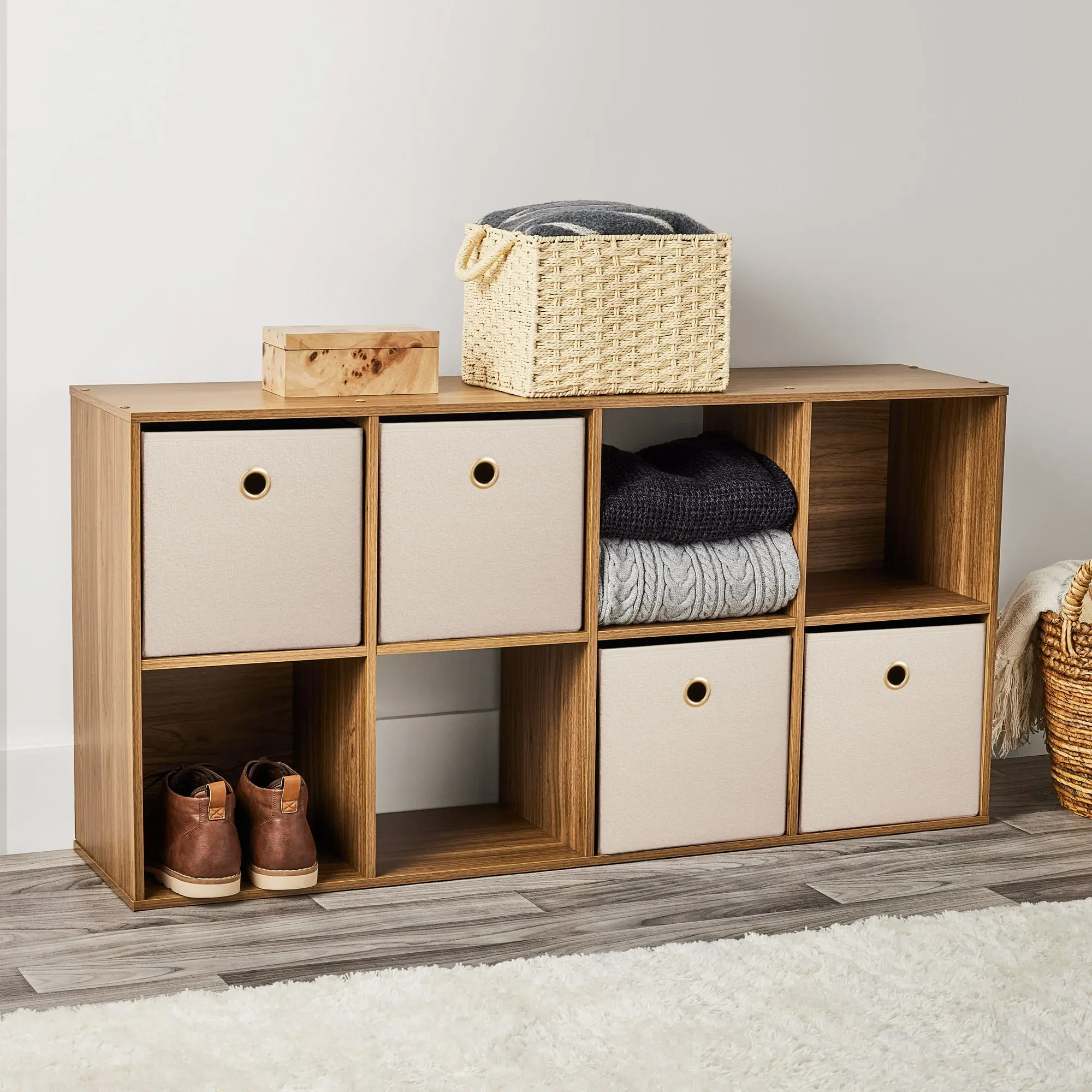8-Cube Storage Organizer Bookcase - Convertible Vertical-Horizontal Cube Shelf for Bedroom, Living Room