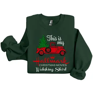 Cozy Christmas Movie Sweatshirt with Red Truck – Holiday Pullover for Women