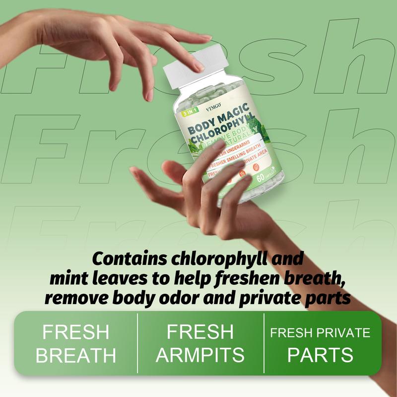 VTMGO Body Magic Chlorophyll  Capsule Healthcare Supplement - Natural Deodorant and Detox - Gut Support Healthcare Liver