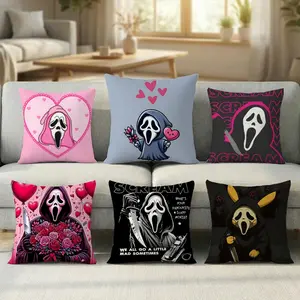 Scream movie horror cute Pillow Case new style printing Pillowcase Anti-dustmite Invisible zipper silky short plush Sofa cushion cover polyester microfiber queen king bed home