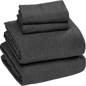 Twin XL Jersey Knit Sheet Set 3 Piece – Ultra Soft T-Shirt Bedding, Breathable Stretchy Deep Pocket Sheets (16”), All Season Cozy Bed Sheets, Charcoal Gray Dorm Essentials