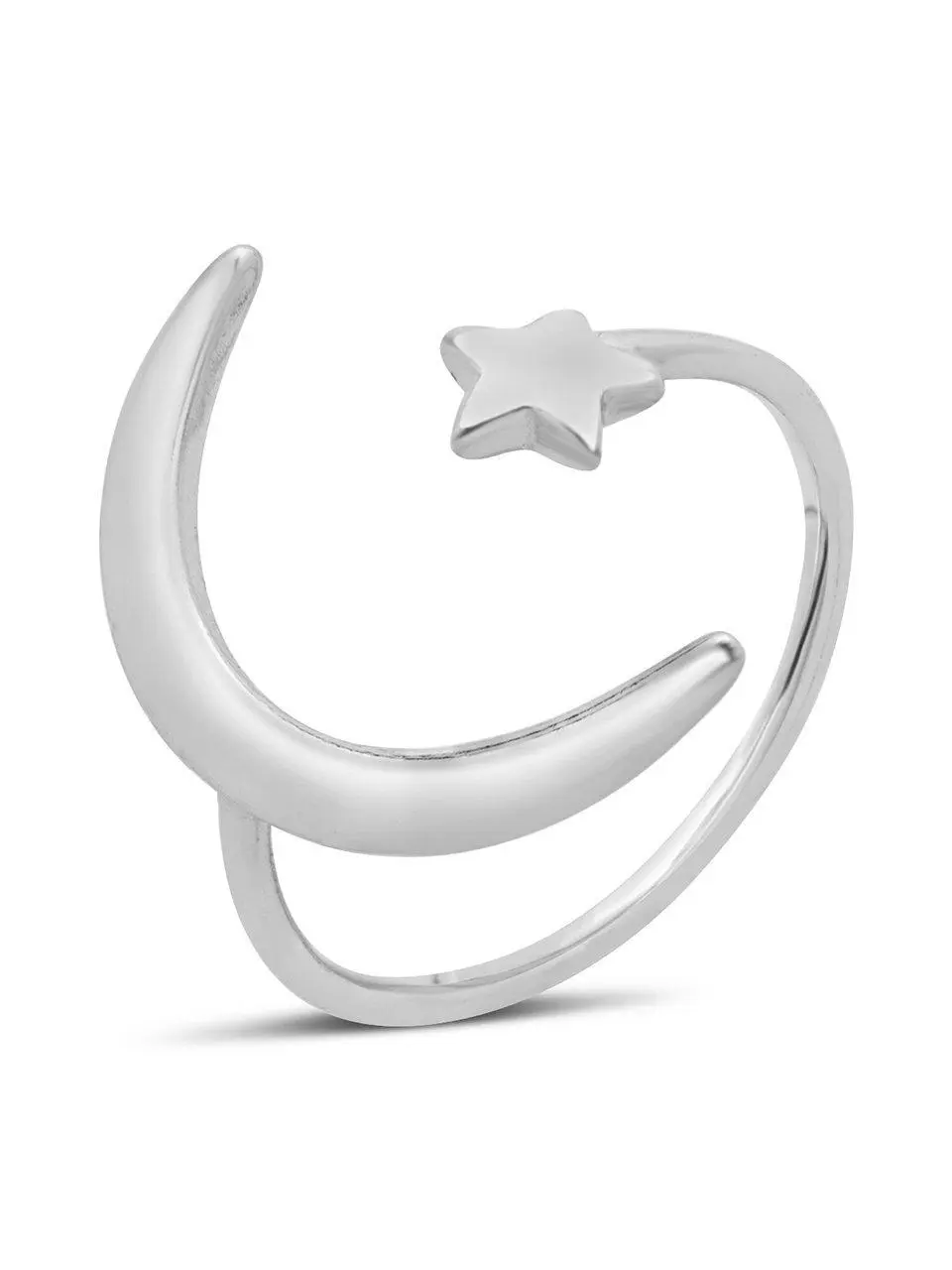 Sterling Silver Crescent Moon Open Ring Sterling Silver Crescent Moon Open Ring