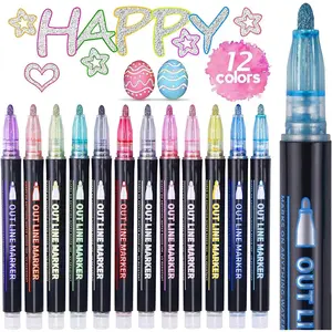 Stocking Stuffers for  Teens, Stocking Stuffers, Shimmer Outline Markers Pens, Teen Girl Girls Trendy Stuff, 12 Glitter Markers for Art Supplies and Crafts, Gifts for 4-12 Year Old Girl