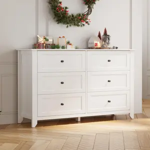 Garvee Upgraded 6 Drawer Dresser, Spacious Modern Wooden Storage Chest With Deep Drawers And Metal Knobs, Organizer Cabinet For Bedroom, Living Room, Entryway, Closet