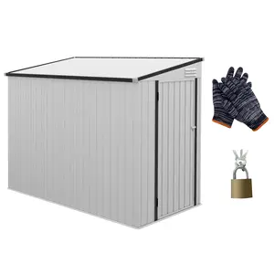 Outsunny 4' x 6' Metal Outdoor Storage Shed, Lean to Storage Shed, Garden Tool Storage House with Lockable Door and 2 Air Vents for Backyard, Patio, Lawn, Dark Gray