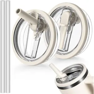 2PCS 40 oz Tumbler Flip Straw Lid Replacement Fit for Stanley Cup, ReusableTumbler Cover, Spill Proof Reusable Tumbler Cover Compatible with 40oz Cup Accessories Mug