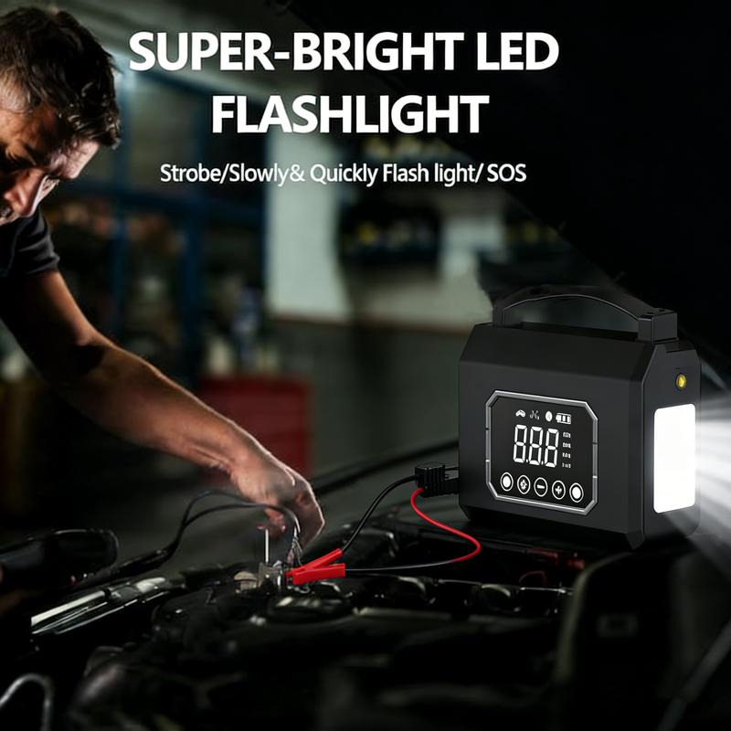 16000 Milliamps, Portable Power Supply, Portable Intelligent Power Supply And Inflation Device, Car Battery Emergency Starter With Tire Inflation Function, 9V/2V Car Battery Emergency Starter, Equipped With LED Lights