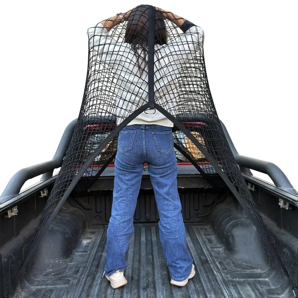 Highly Elastic Cargo Net, Durable Tie Downs, Simple Truck Bed Cargo Mesh Organizer, Ideal for ATV, SUV, UTV, Truck and Boat Use Furniture Camping Gear Compact Storage Stretchable