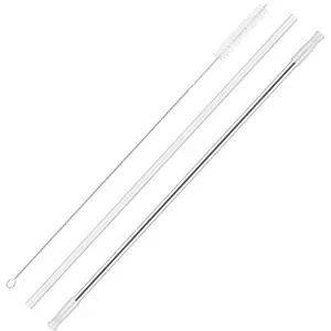 Reusable Drinking Straws, Replacement Stainless Steel Straws Designed for 40oz Tumbler, Silicone Straws and Cleaning Brush