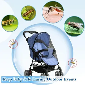 Universal Baby Stroller Mosquito Net, 360° All-Around Protection, Thickened Anti-Noise Sunshade, Portable Large Mosquito Net for Infant Carriages