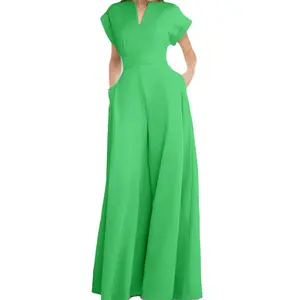 V Neck Cap Sleeve Wide Leg Jumpsuit for Women, High Waisted Formal Romper, 2026 Elegant Office Work Jumpsuit