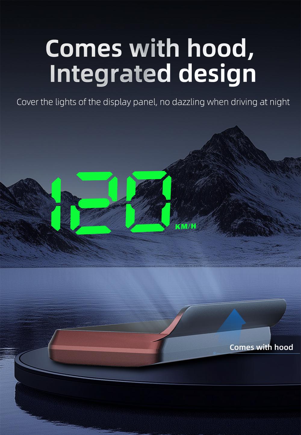 Heads Up Display for Cars, Car HUD Speedometer with GPS, Auto Brightness Adjustment, Overspeed Alarm, Plug and Play for All 5V Vehicles