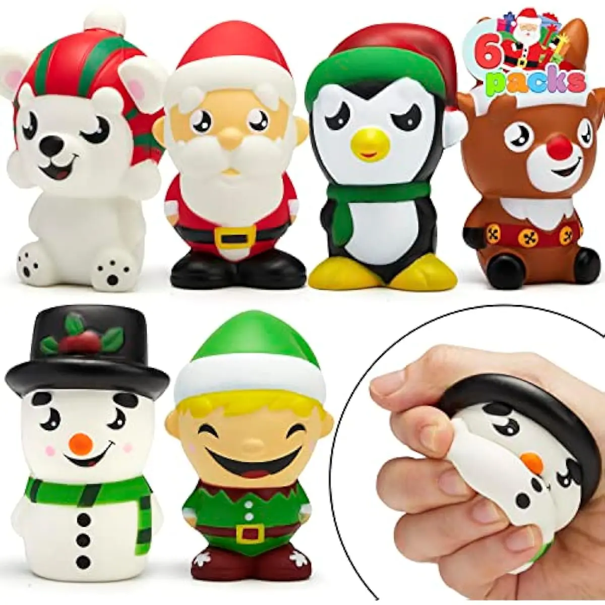 6 PCS Christmas Squeeze Toys Slow Rising, Cute Toys for Xmas Party Favors, Soft Squeeze Toy Relieve Stress and Anxiety, Christmas Funny Toy for Boys Girls