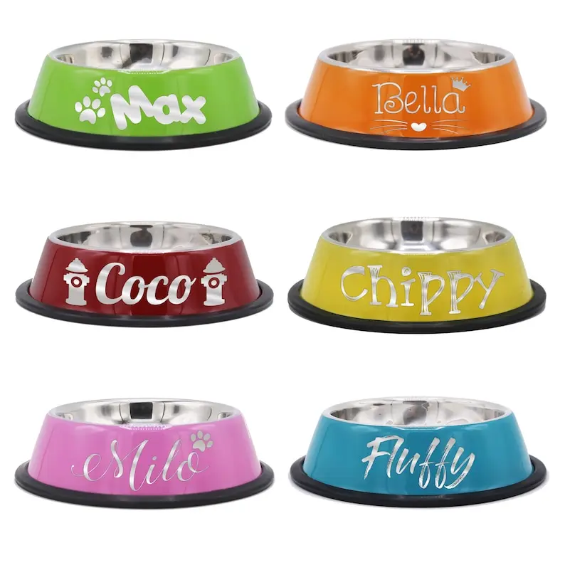Personalized Lap Dog Bowl, Custom Dog Bowls with Name, Engraved Cat Bowl with Name, Small Dog Bowl