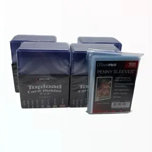 BCW 3X4 35pt Standard Toploaders 4 Packs of 25 (100) with Ultra Pro Sleeves Pack Card Hobby Box