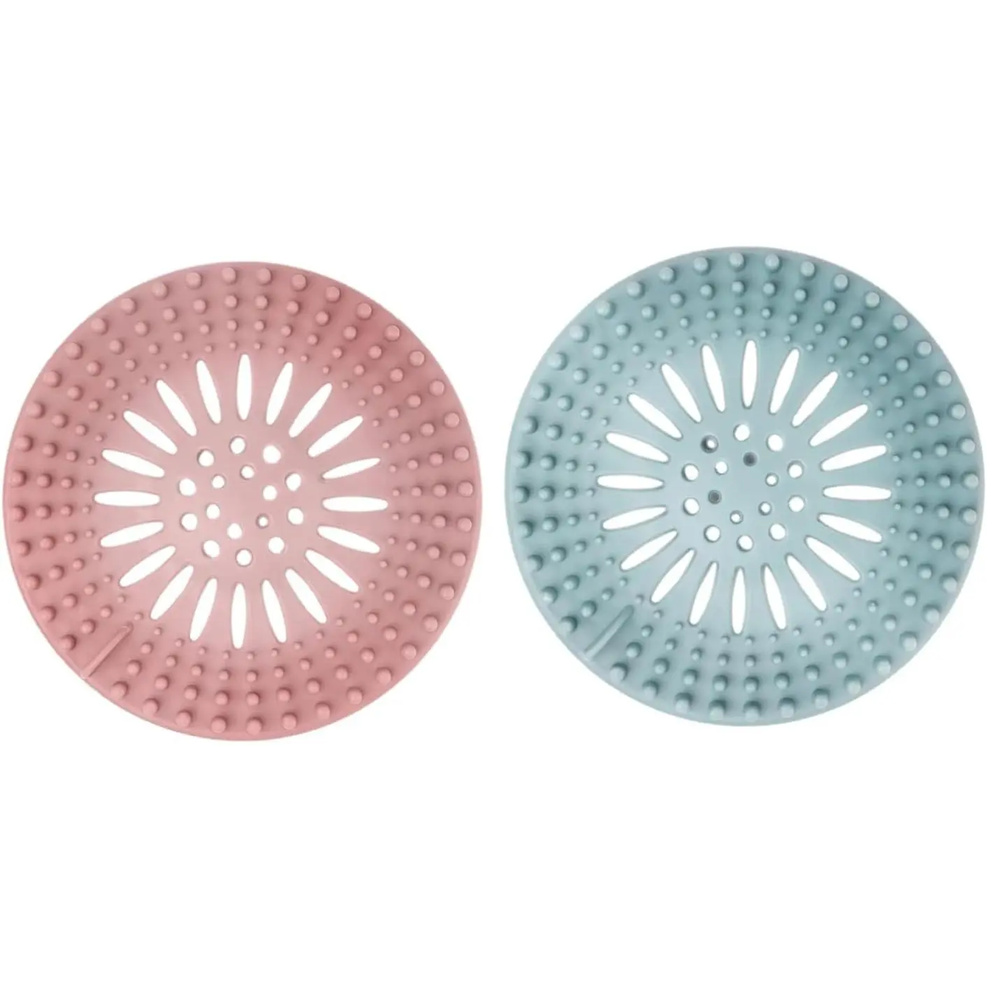 2 Pack, Drain Strainers, Hair Catcher Shower Drain Covers Protector, Flexible TPR Material, Multiple Colors for Bathroom Tub Shower and Sink,Bright-Colored (Pink, Blue)