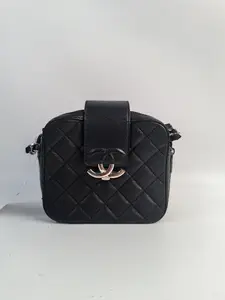 Pre-owned CHANEL leather Toiletry Bags CC Vanity Case Black Caviar with Silver Hardware