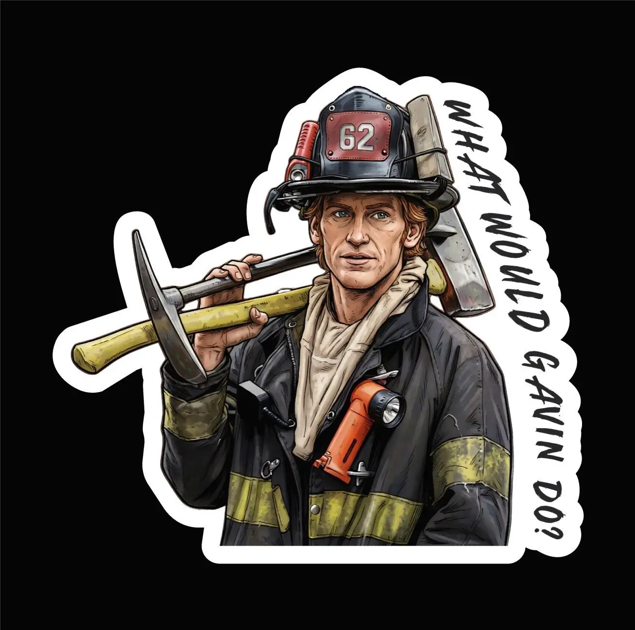 Firefighter What Would Gavin Do? Sticker, Laptop Water Bottle Decal Sticker