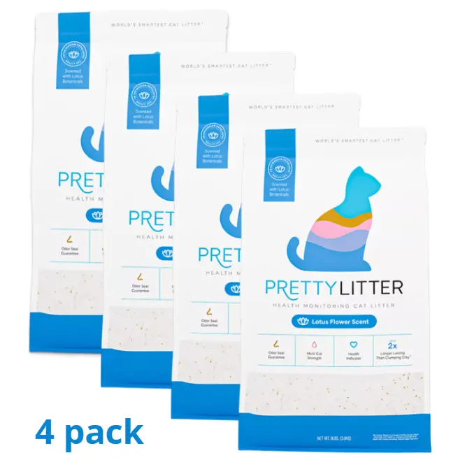( 4 pack) Pretty Litter Health Monitoring Multi-Cat Crystal Cat Litter - Lotus Blossom Scented, Lightweight, health monitoring cat litter, crystal cat litter, crystal litter for cats