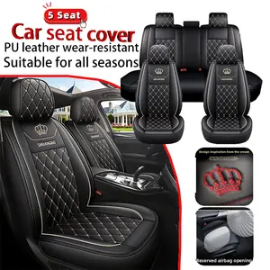 front seat full coverage 5 Seat Car Seat Cover Waterproof PU Leather Full Coverage Comfortable Durable Soft for All Five Seats of the Vehicle