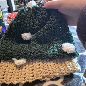 Green Crocheted Mushroom Beanie