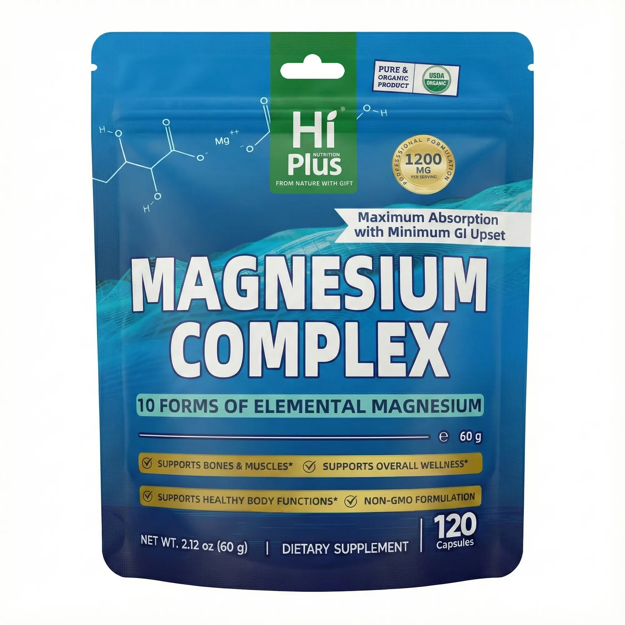 Complex Supplement 1200 mg 120 Capsules for Men and Women Digestive Health Fitness Endurance Prostate Support