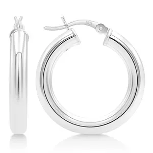 Kezef 925 Sterling Silver Hoop Earrings for Women and Men - 4mm Tube Click Top 25mm to 45mm Diameter Hypoallergenic Hoop Earring jewelry Fashion gift
