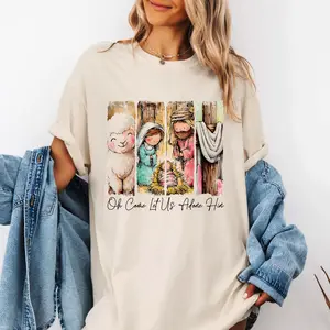 Oh Come Let Us Adore Him Shirt, Nativity Scene Christmas Tee, Christian Faith Sweatshirt, Jesus Birth Holiday Gift, Faith Family Holiday Gift, Christian Holiday Outfit