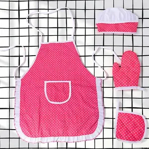 Polka Dot Cooking Apron Toy Set, Boy Girl Kitchen Play Baking Role-Playing, Family Parent-Child Interaction Gift, Play Kitchen Accessories