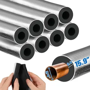 8 Pack Pipe Insulation  Tube - 3/4" ID Pre Slit  Pipe Covers with  Foil Self Adhesive Pipe Insulation Wrap for Outdoor Spigot Outside Water Pipe Winter Freeze Protection