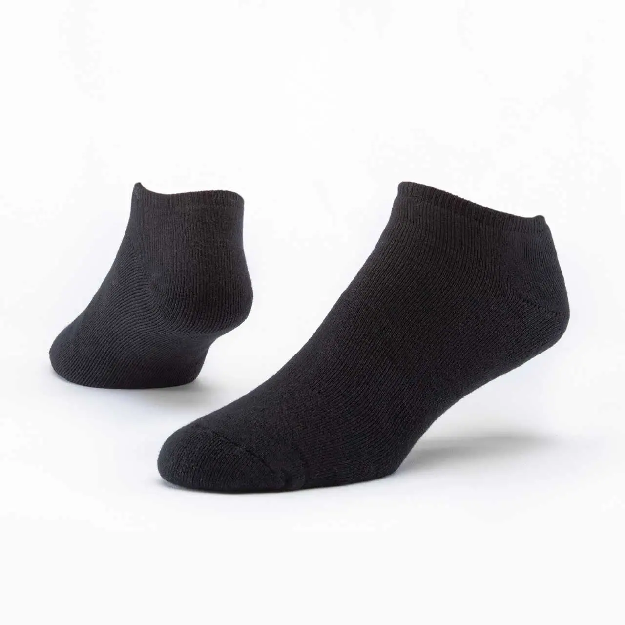 Women's Solid Black Footie Socks - Comfortable Knit Organic Cotton Blend with Spandex, Padded Below-Ankle Style, Low Ankle Socks, Organic Blend, Full Foot Padding