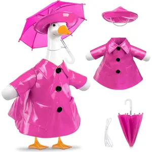 3 Pcs/Set Raincoat Porch Goose Outfits,Summer Lawn Goose Statue Raincoat Costume,Goose Clothes for Summer Outdoor Patio Yard Lawn Garden Decoration(Pink)