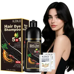 Black Hair Dye Shampoo 3 in 1 for Grey Hair Coverage, Coloring in Minutes, Herbal Ingredients - Natural Color & Long Lasting - Ammonia-Free, Instant Hair Colour Shampoo for Men Women (500ML)