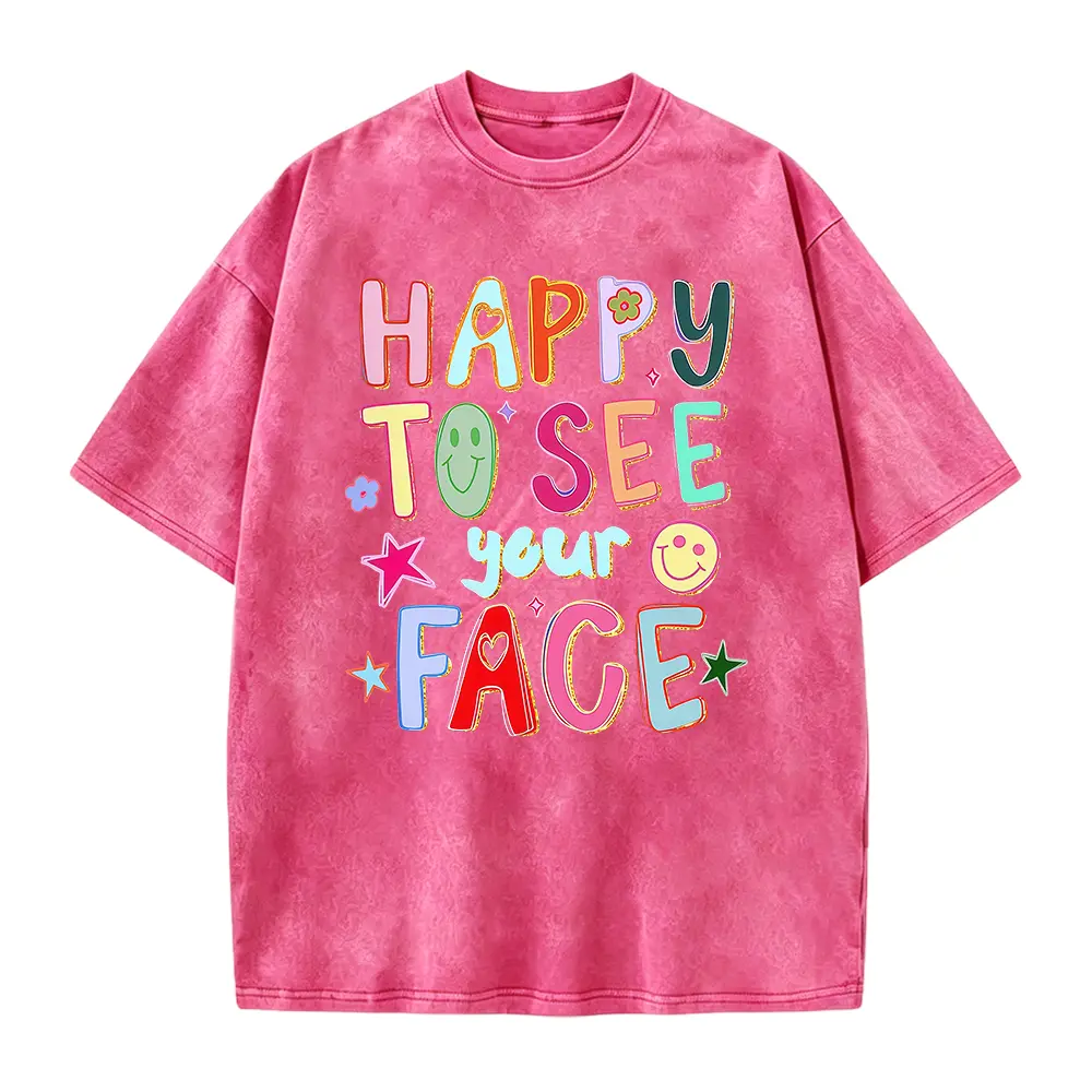Happy To See Your Face Teacher Shirt Hand Drawn Colorful Doodle Stars Messy Glitter Teacher T-shirt Appreciation Gift Tee