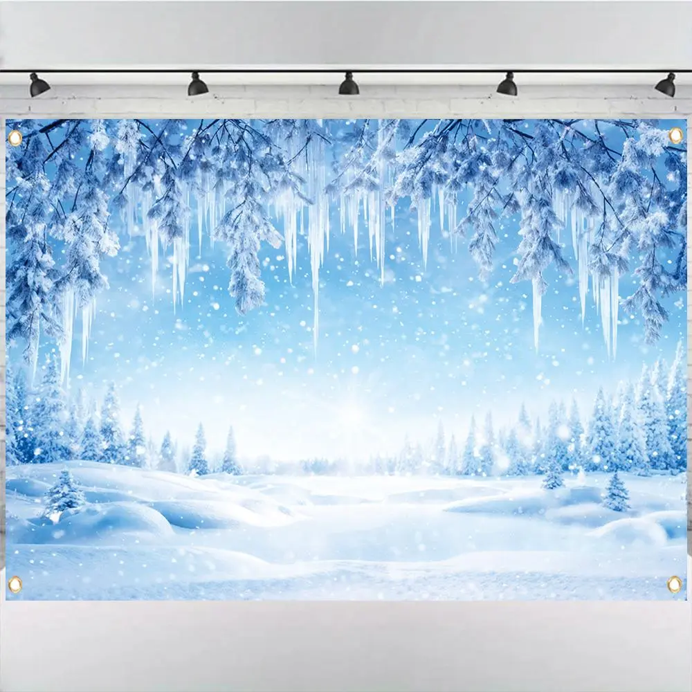 Glam Polyester Winter Snowflake Party Banner - 1pc 2D Flat Glacier Snow Blue Indoor Soft Hangable Photography Backdrop, Bright, Durable, Easy To Hang, Ideal for Christmas Wall Decor