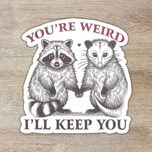 Funny You'Re Weird l'Ll Keep YouSticker, Opossum Possum Raccoon Decal StickerSuitable For Car, Laptops, Cups, Tumblers, SkaterSticky Note, Library Bags, Perfect Friends Gifts,Universal Car Sticker, Vinyl Decals, Multipurpose Car Decal