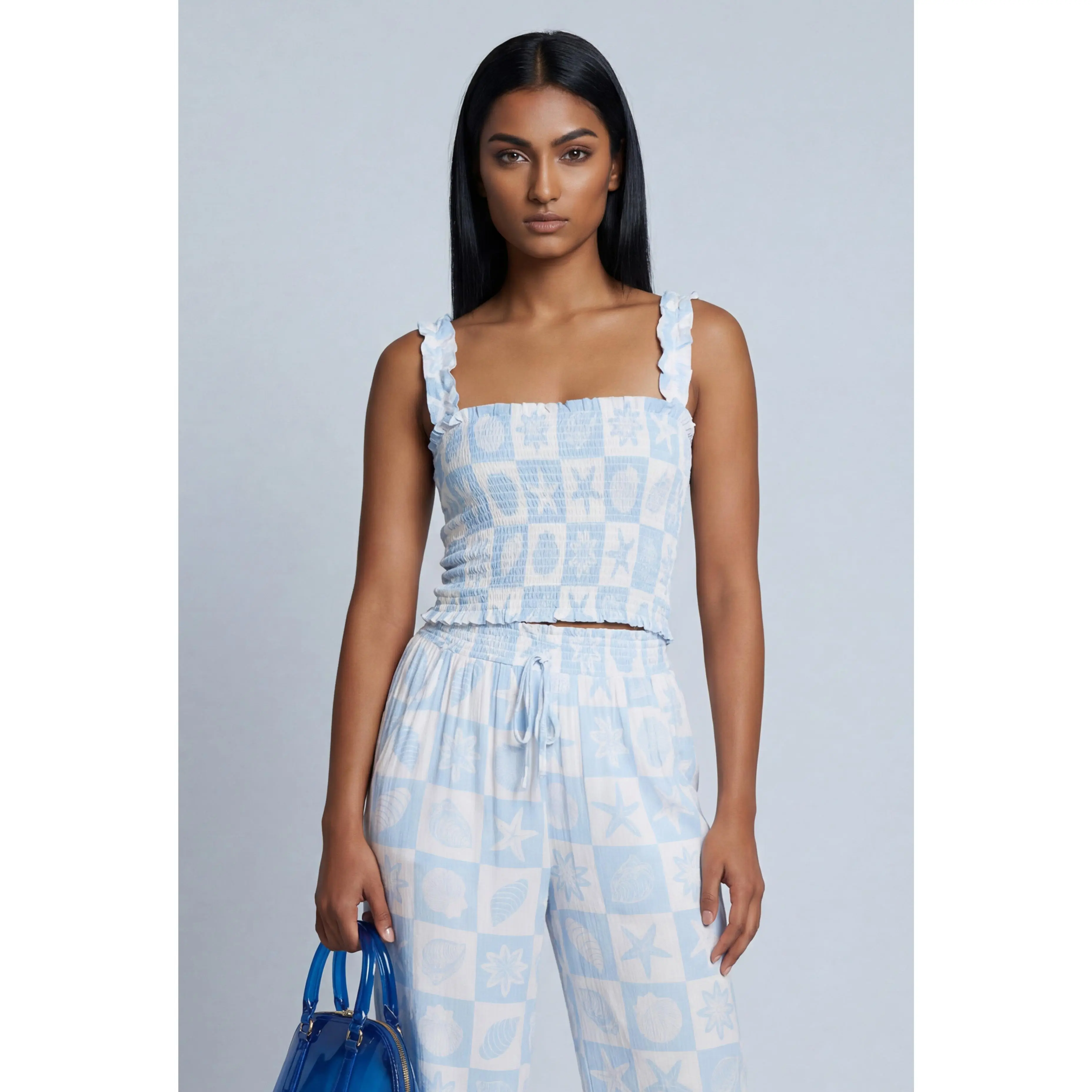 Patterned Smocked Top