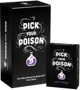 Pick Your Poison Party Game + Family Expansion Set - The “What Would You Rather Do?” Card Game for White Elephant Parties, Stocking Stuffers + Board Games Night with Friends
