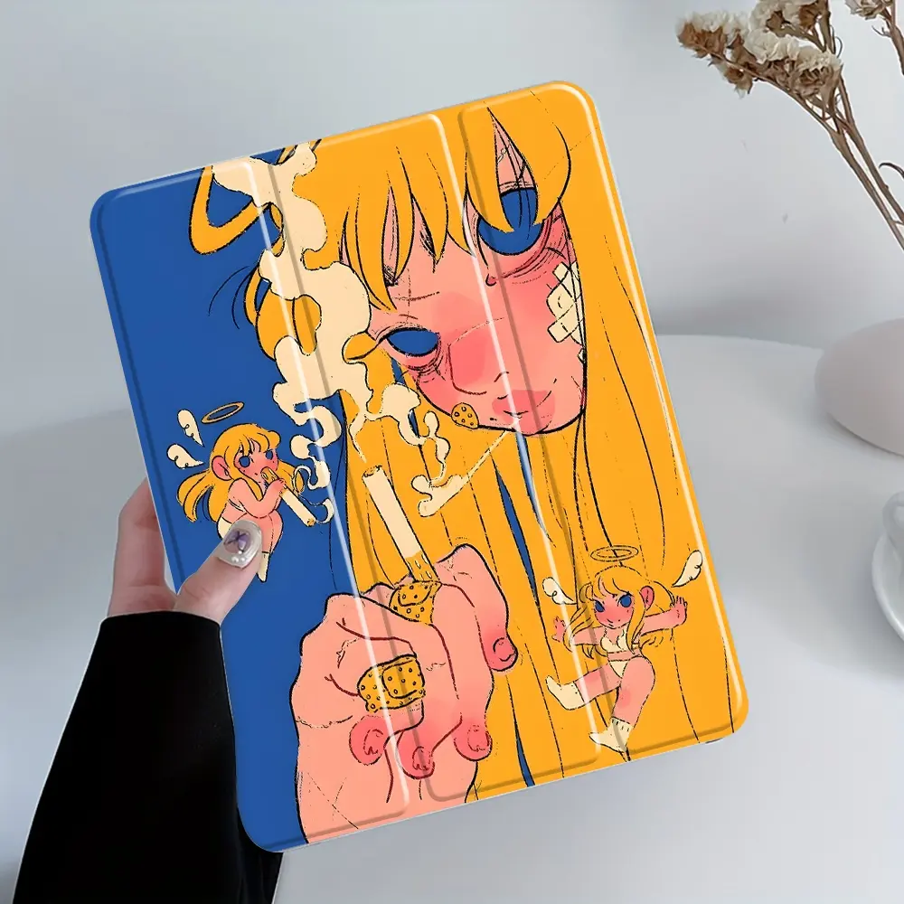Sprite smoking Design iPad Case, Tablet protective cover, Durable protective cover, Y2K Transparent Acrylic Back Panel With Pencil Slot, Suitable for iPad models, Scratch-resistant, Ultra-thin, Shock-resistant Protective Case Suitable for home, office