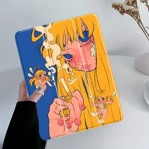 Cute Sprite smoking Design iPad Case,Y2K style Transparent Acrylic Hard Back Panel With Pencil Slot，Suitable for All models of ipad.   Scratch-resistant Ultra-thin Protective Case, Shock-resistant Full Cover Suitable for Offices Schools and Homes