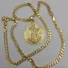VIRGIN MARY with flowers  Cuban necklace style gold-plated beautiful design no fade no tarnish just don't take long showers with them gold over stainless