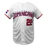 Men's Dominicana #22 Embroidered Baseball Jersey, Breathable Short Sleeve V-Neck Loose Fit Sportswear Clothes for Outdoor Activities & Competitions, All Seasons
