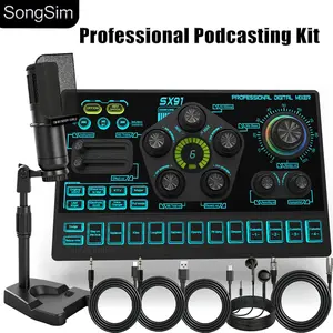 Sx91 Professional Live Streaming Sound Card Set, Mixer Sound Card, Live Sound Cards, Bm800 Microphone, 48v Phantom Power, Smart Noise Reduction, Full Interface Compatibility